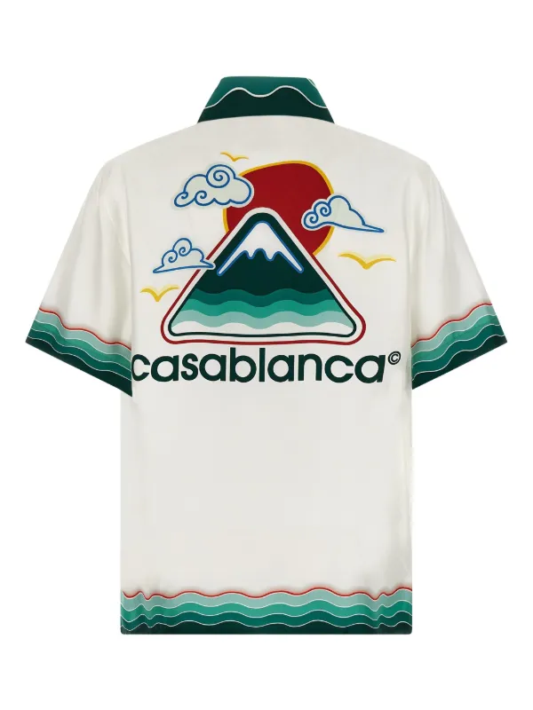 Casablanca Montagne Ondulée Silk Shirt | White | FARFETCH