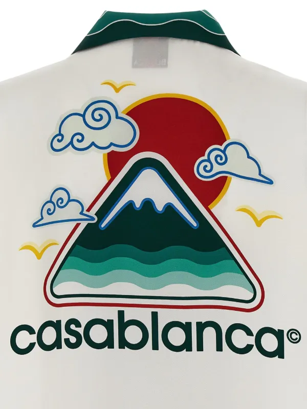 Casablanca Montagne Ondulée Silk Shirt | White | FARFETCH CA