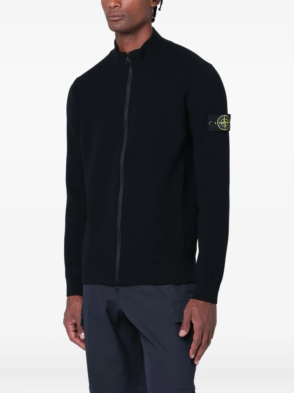 Stone Island Vest met logopatch en rits Zwart