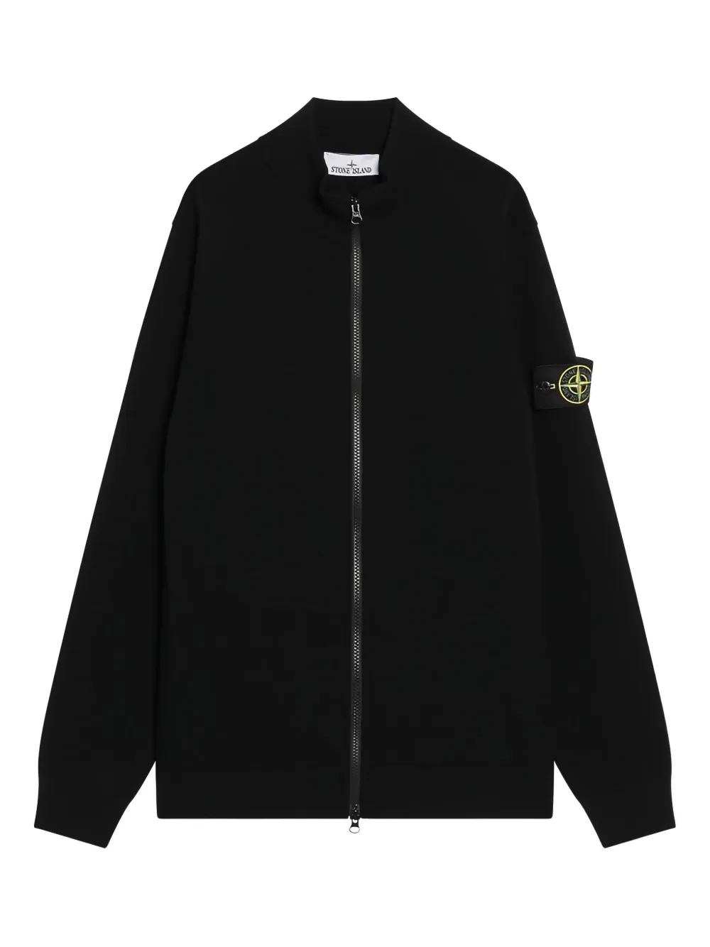Stone Island zip-front logo-patch cardigan | Black | Image 1