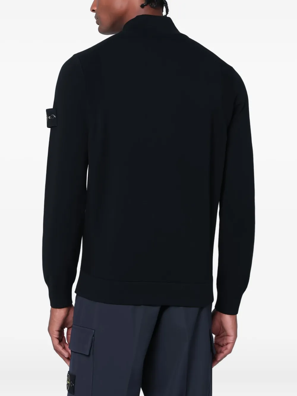 Stone Island Vest met logopatch en rits Zwart