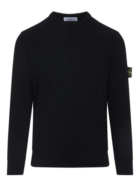 Stone Island suéter tejido de canalé con parche del logo