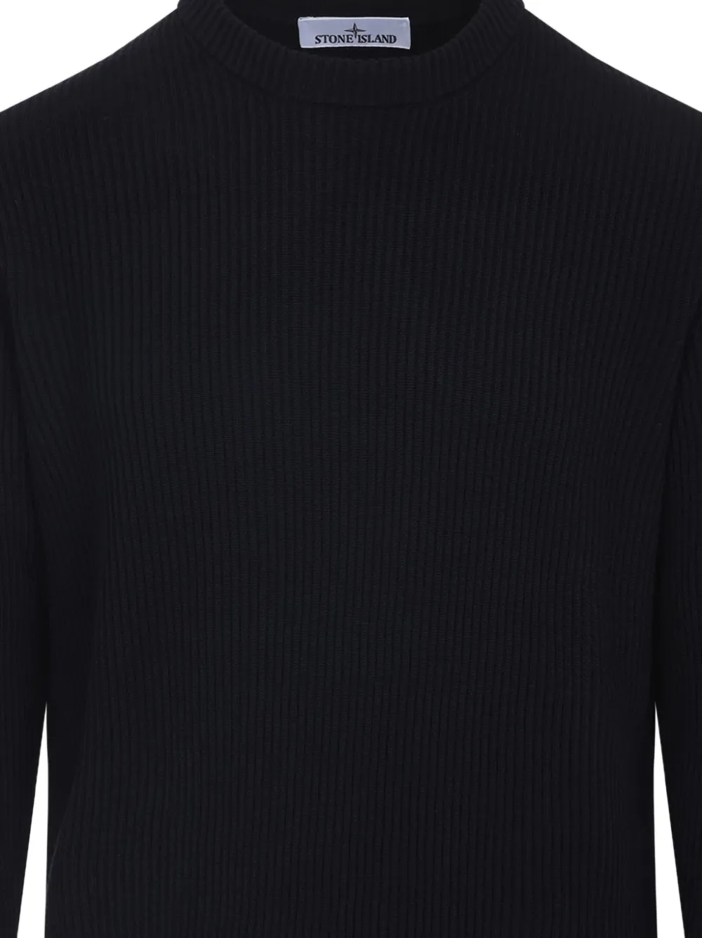 Stone Island Ribgebreide trui met logopatch Zwart