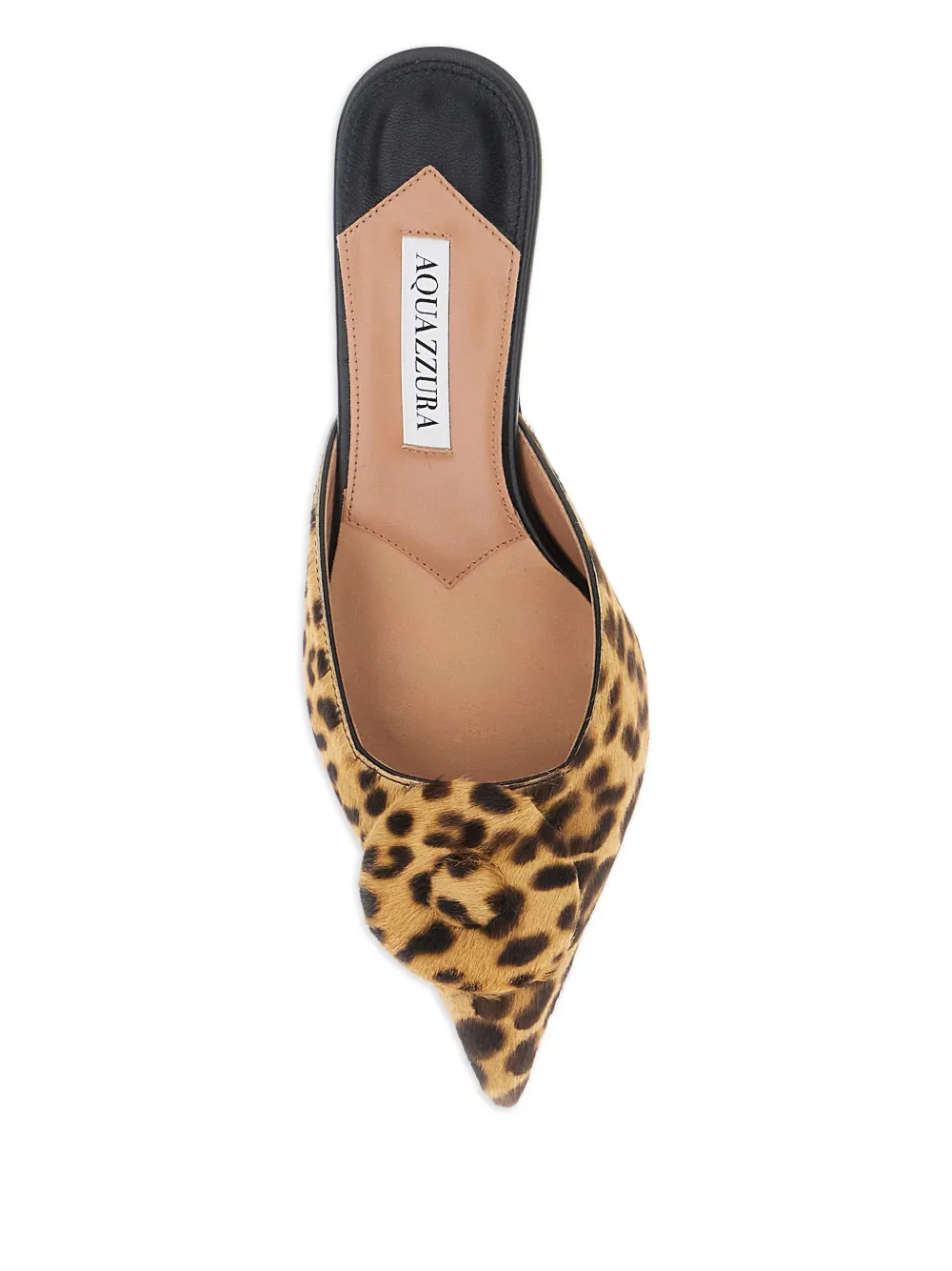 Aquazzura 50mm The Hoop leopard-print bow mules Neutrals