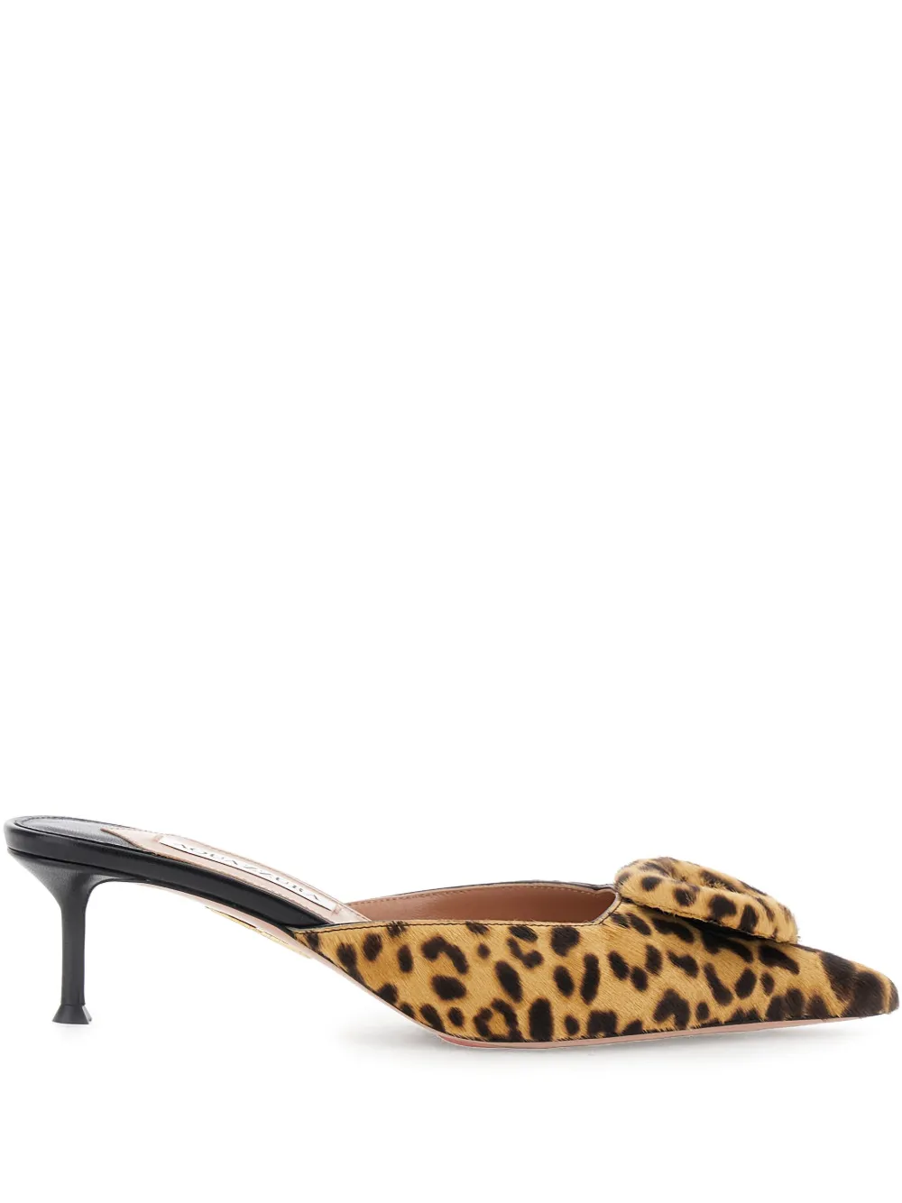 Aquazzura 50mm The Hoop leopard-print bow mules | Neutrals | Image 1