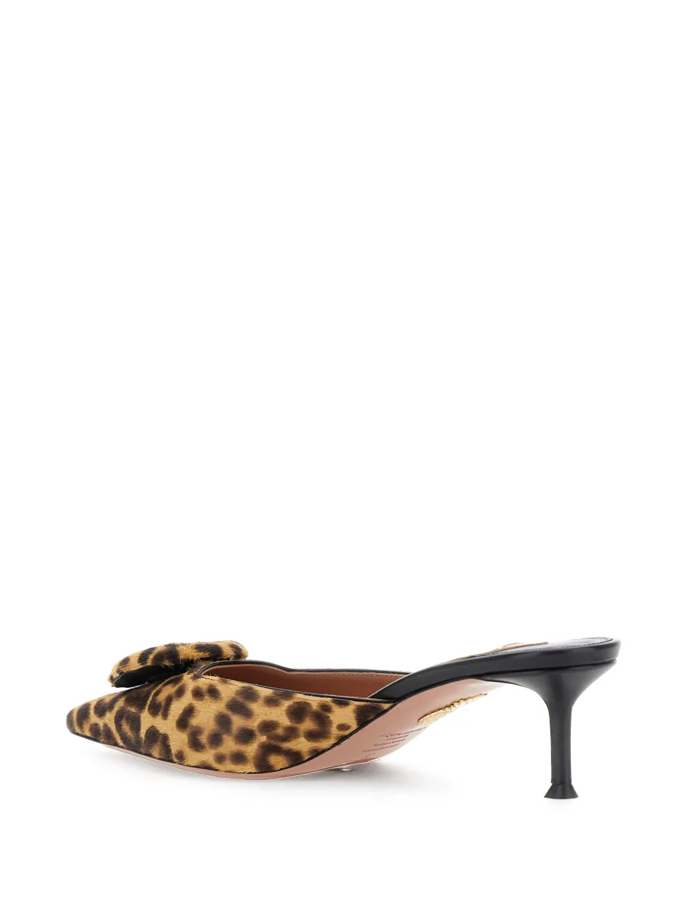 Aquazzura 50mm The Hoop leopard-print bow mules Neutrals