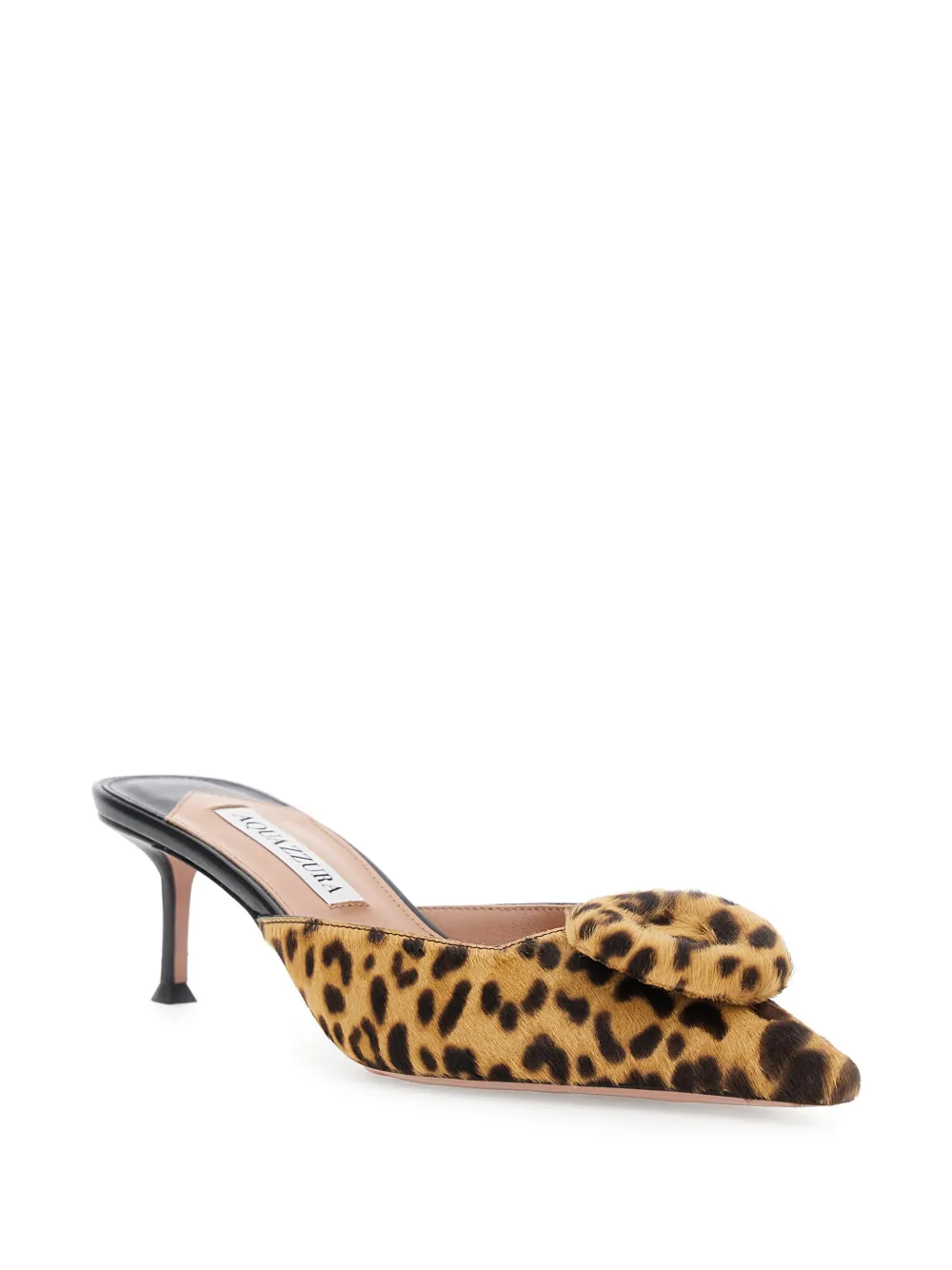 Aquazzura 50mm The Hoop leopard-print bow mules | Heeled Mules | Image 2