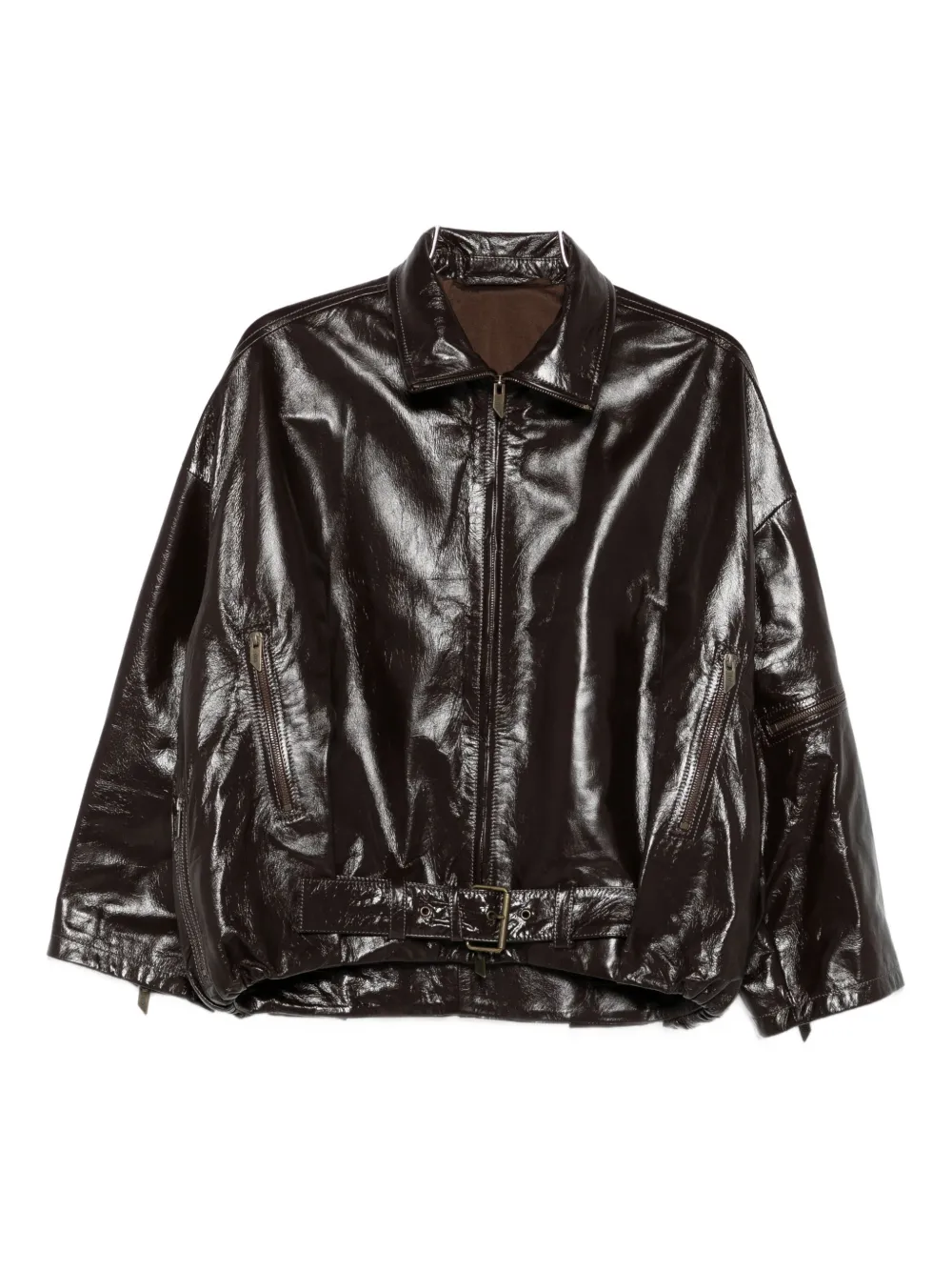 Salvatore Santoro belted leather jacket - ブラウン Salvatore Santoro belted leather jacket - ブラウン