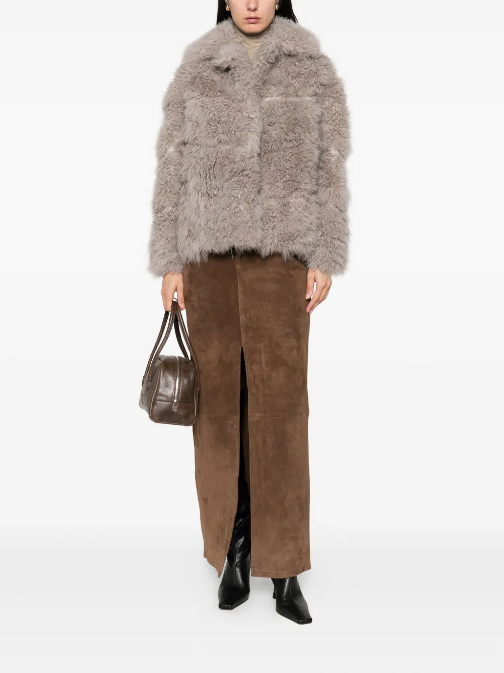 Simonetta Ravizza Oversized-collar Jacket In Gray