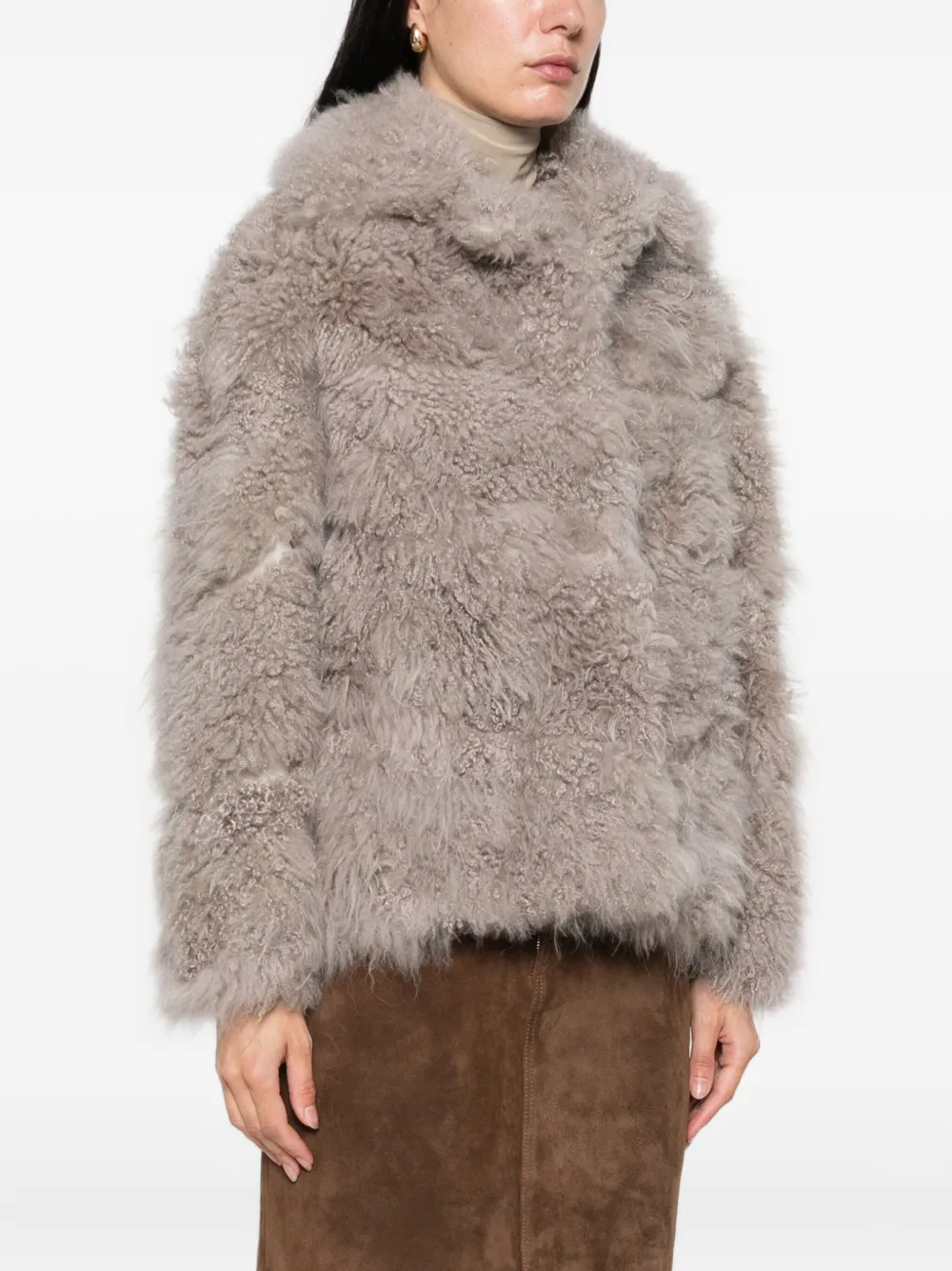Simonetta Ravizza Oversized-collar Jacket In Gray