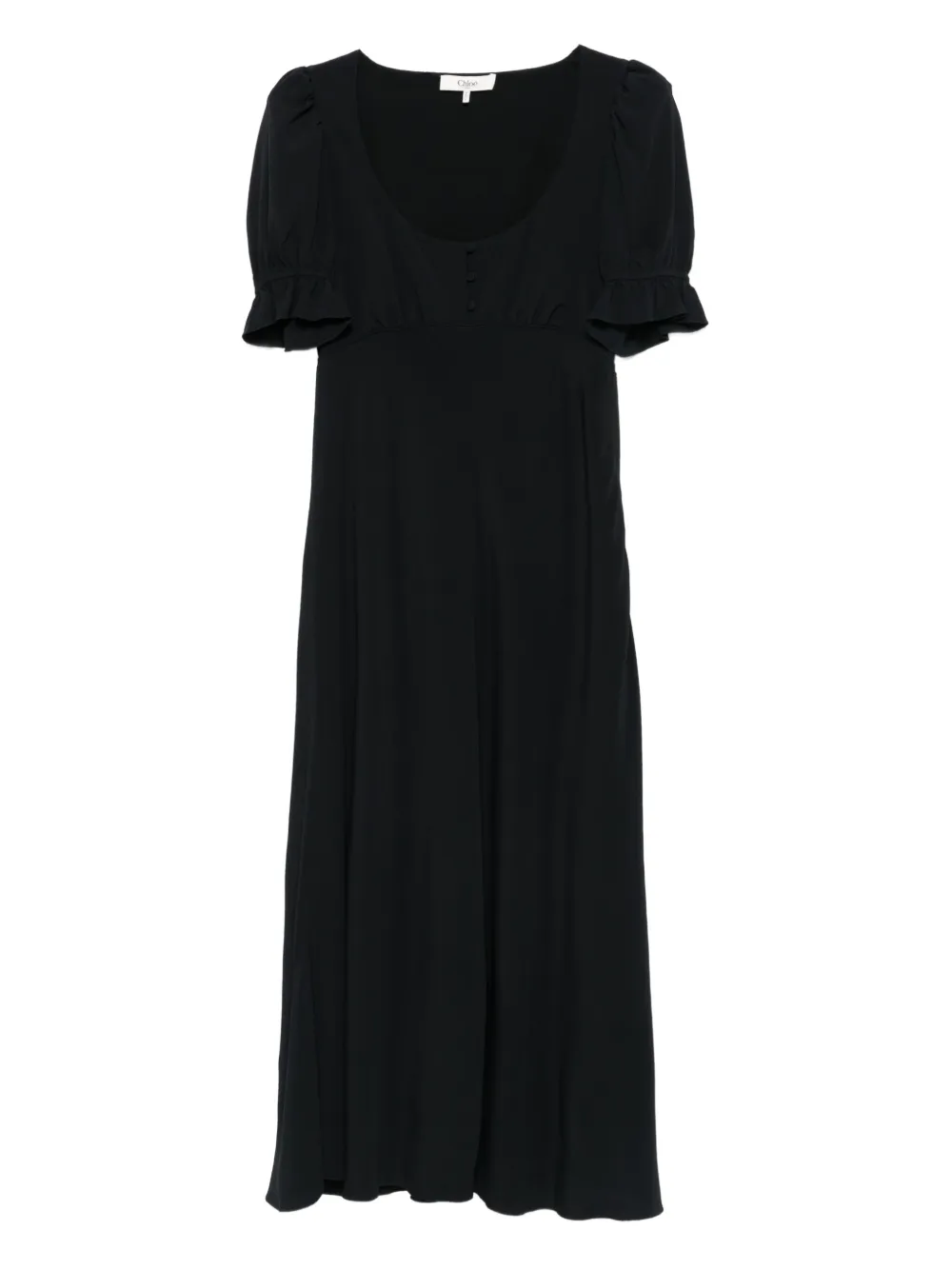 Chloé Midi-jurk met pofmouwen en knopen Zwart