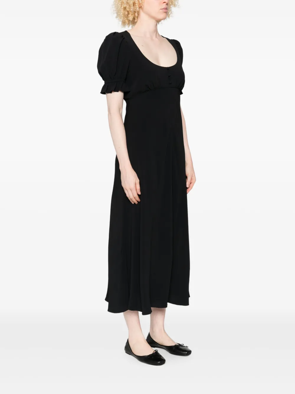 Chloé Midi-jurk met pofmouwen en knopen Zwart