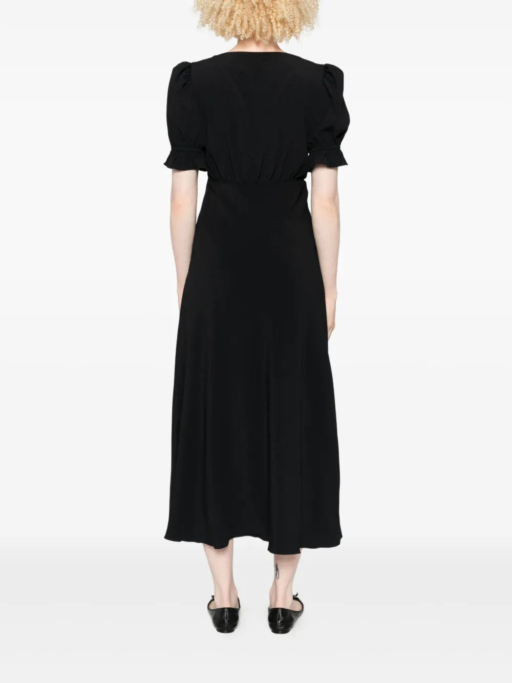 Chloé Midi-jurk met pofmouwen en knopen Zwart