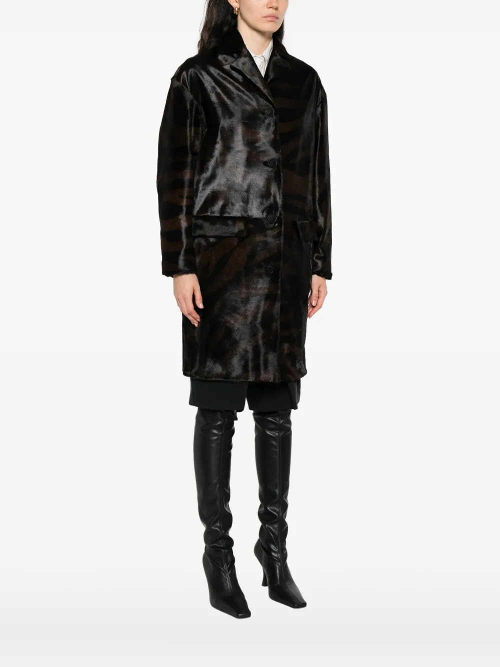Salvatore Santoro Lammy coat met knoopsluiting Zwart