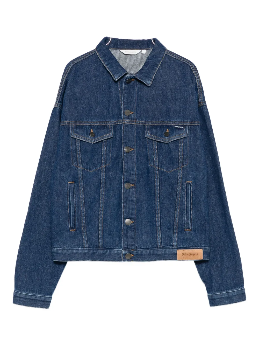 Palm Angels Kids logo denim jacket Blauw