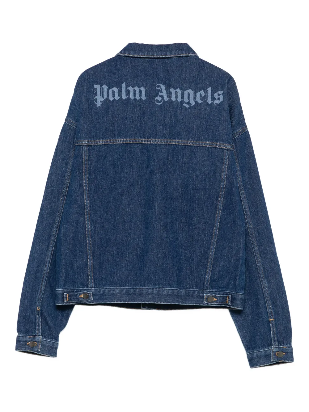 Palm Angels Kids logo denim jacket Blauw