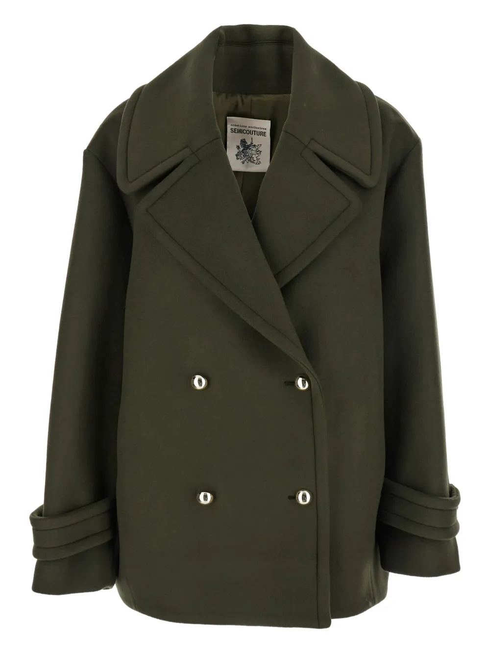 Semicouture double-breasted button peacoat - グリーン Semicouture double-breasted button peacoat - グリーン