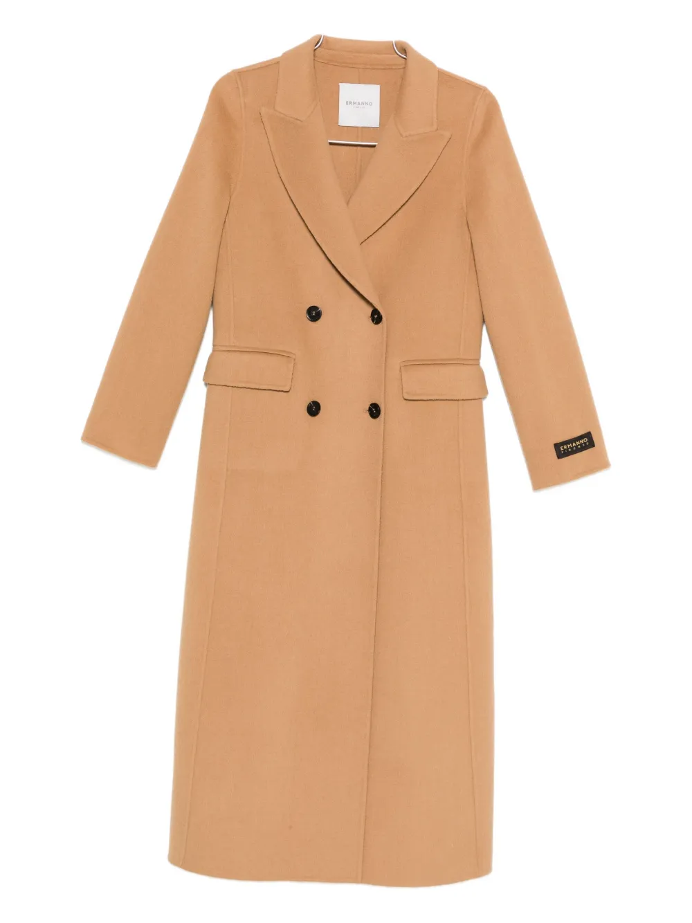 Ermanno Firenze Double-breasted Coat In Brown
