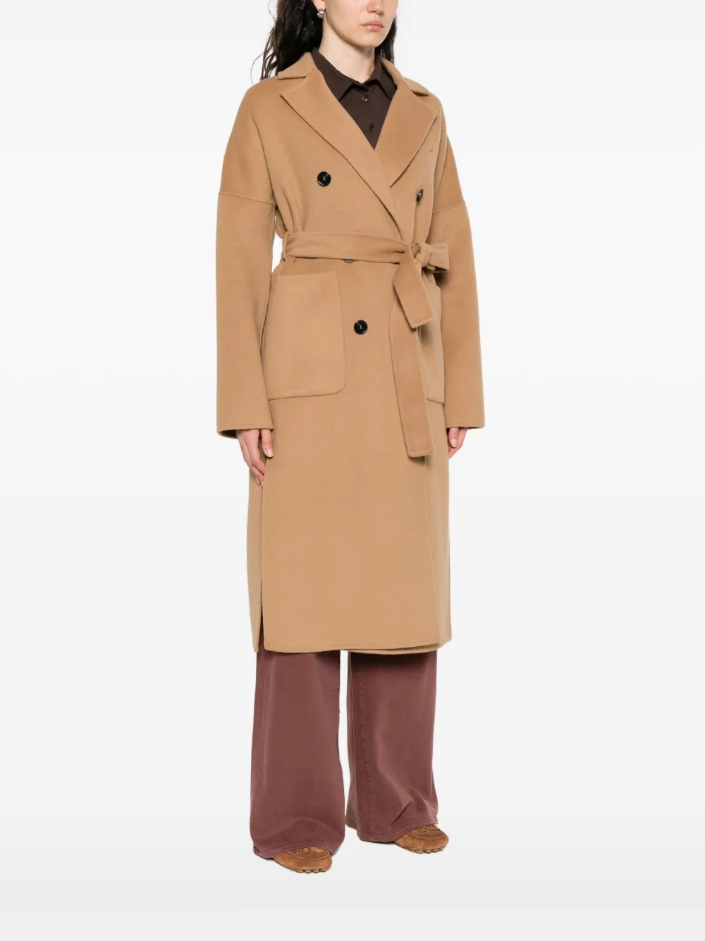 ERMANNO FIRENZE Jas met ceintuur Beige