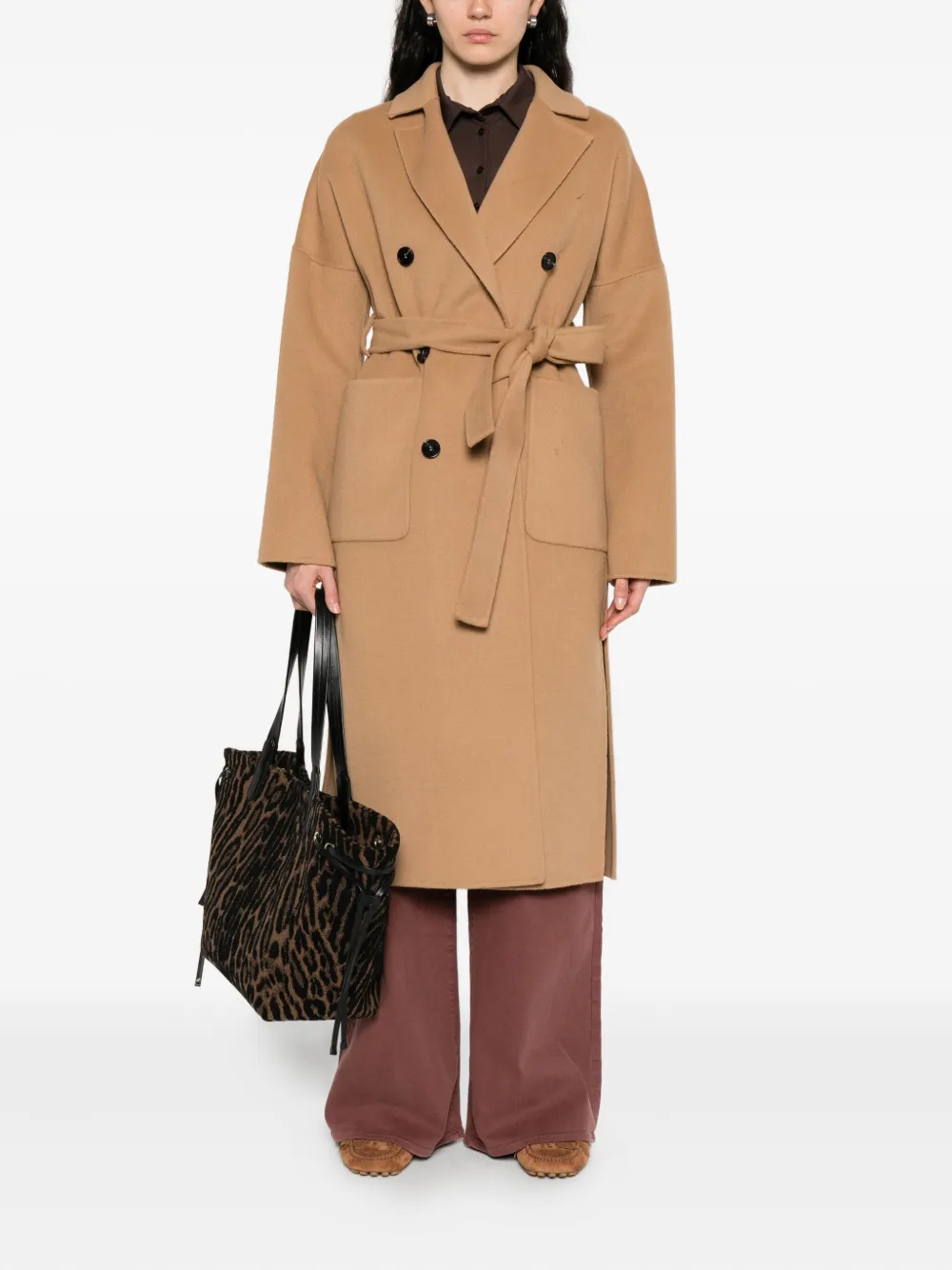 ERMANNO FIRENZE Jas met ceintuur Beige
