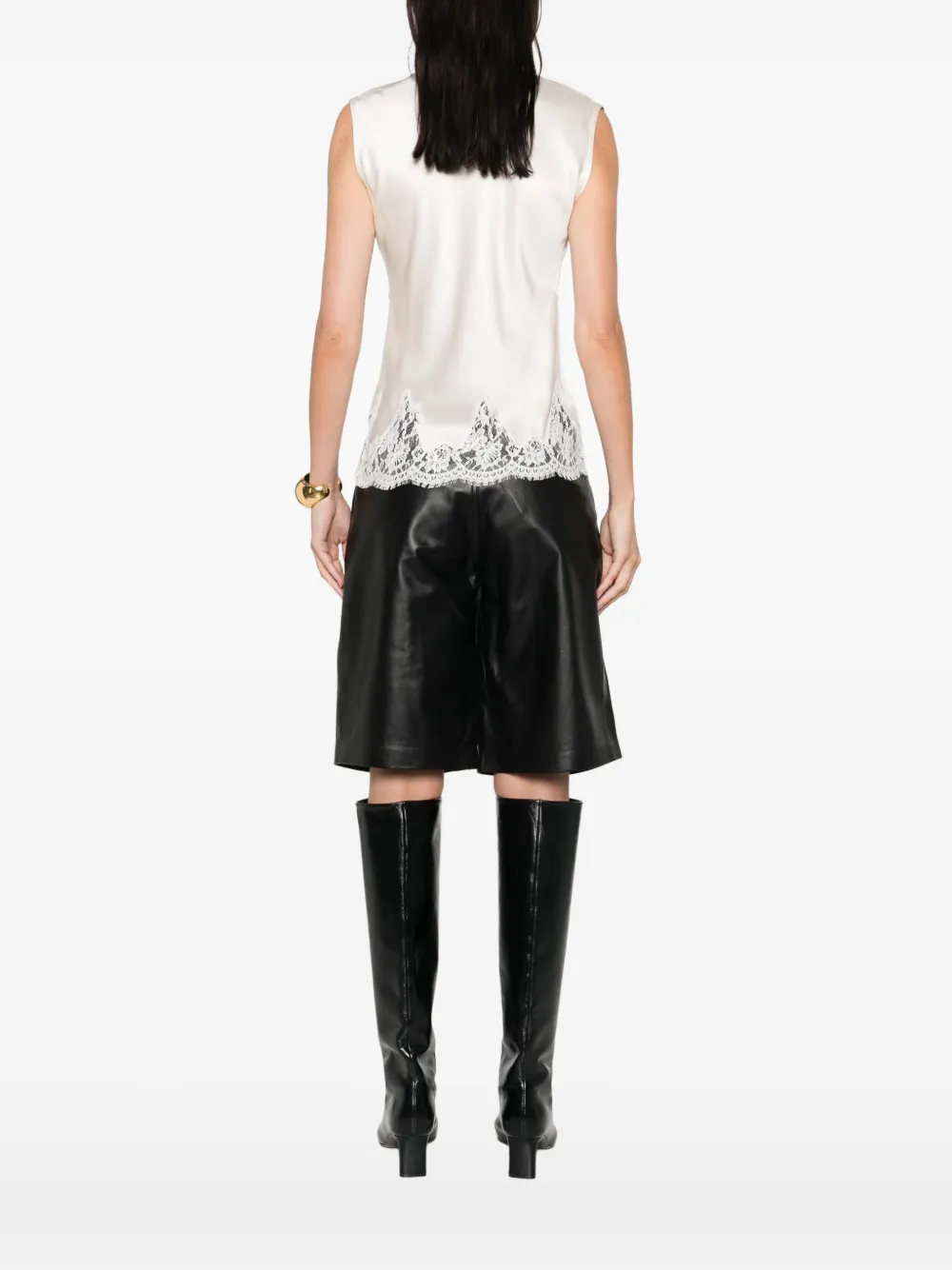 ERMANNO FIRENZE Mouwloze top met kanten afwerking Wit