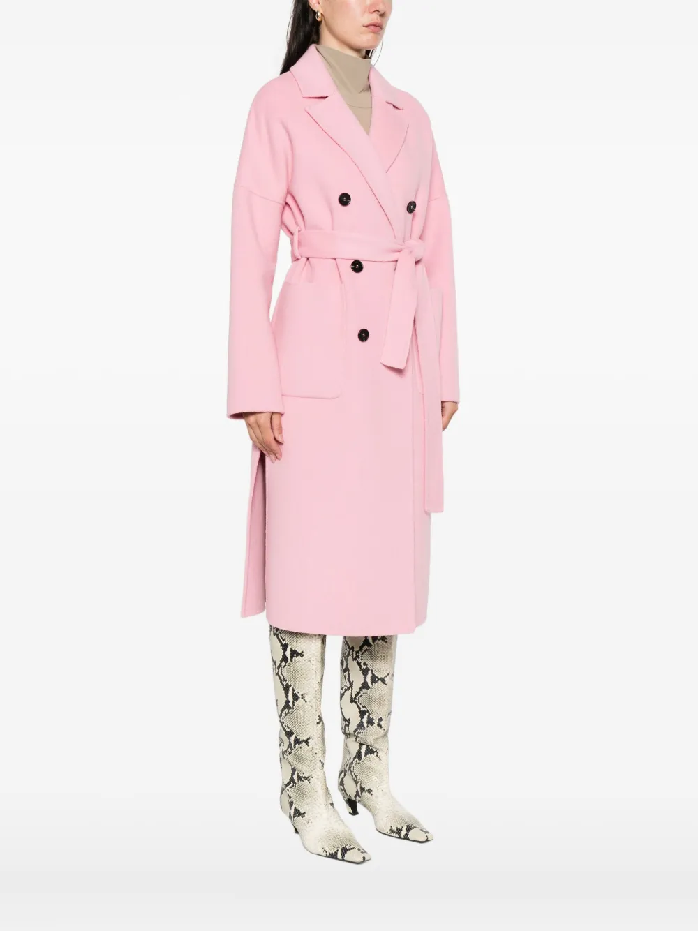 ERMANNO FIRENZE Mantel met ceintuur Roze