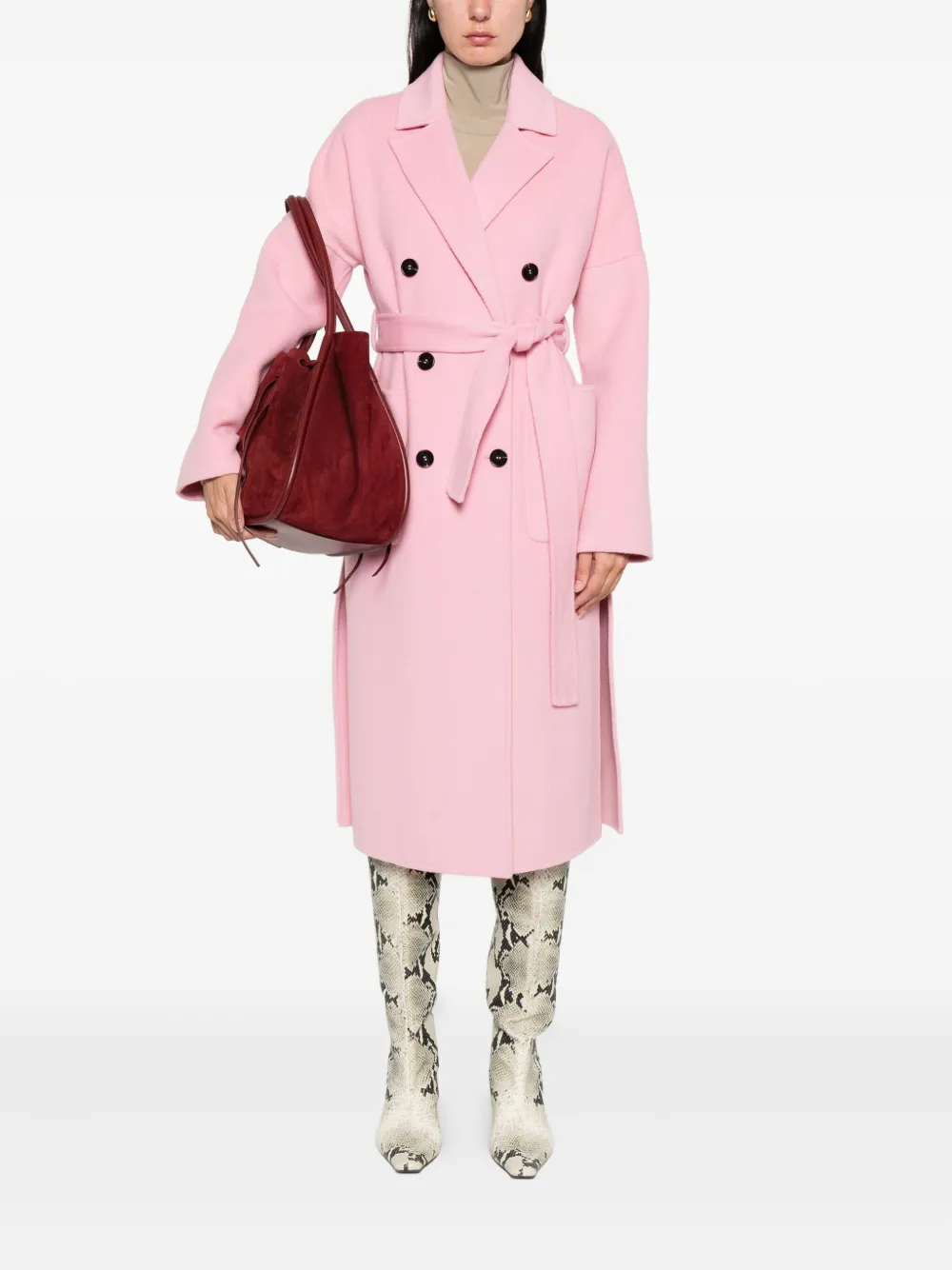 ERMANNO FIRENZE Mantel met ceintuur Roze