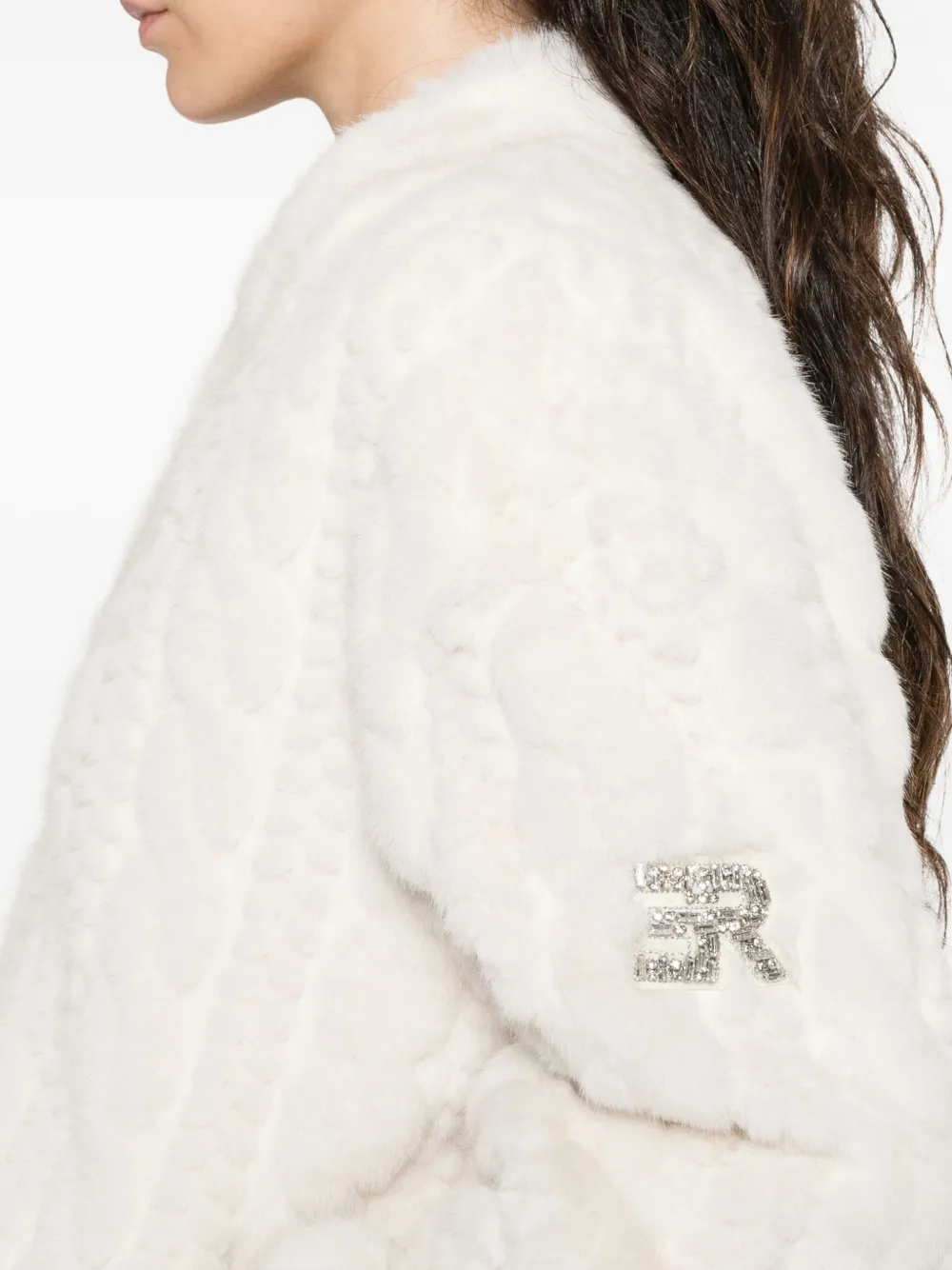 Ermanno Firenze Cable-knit Buttoned Single Breasted Coat In White