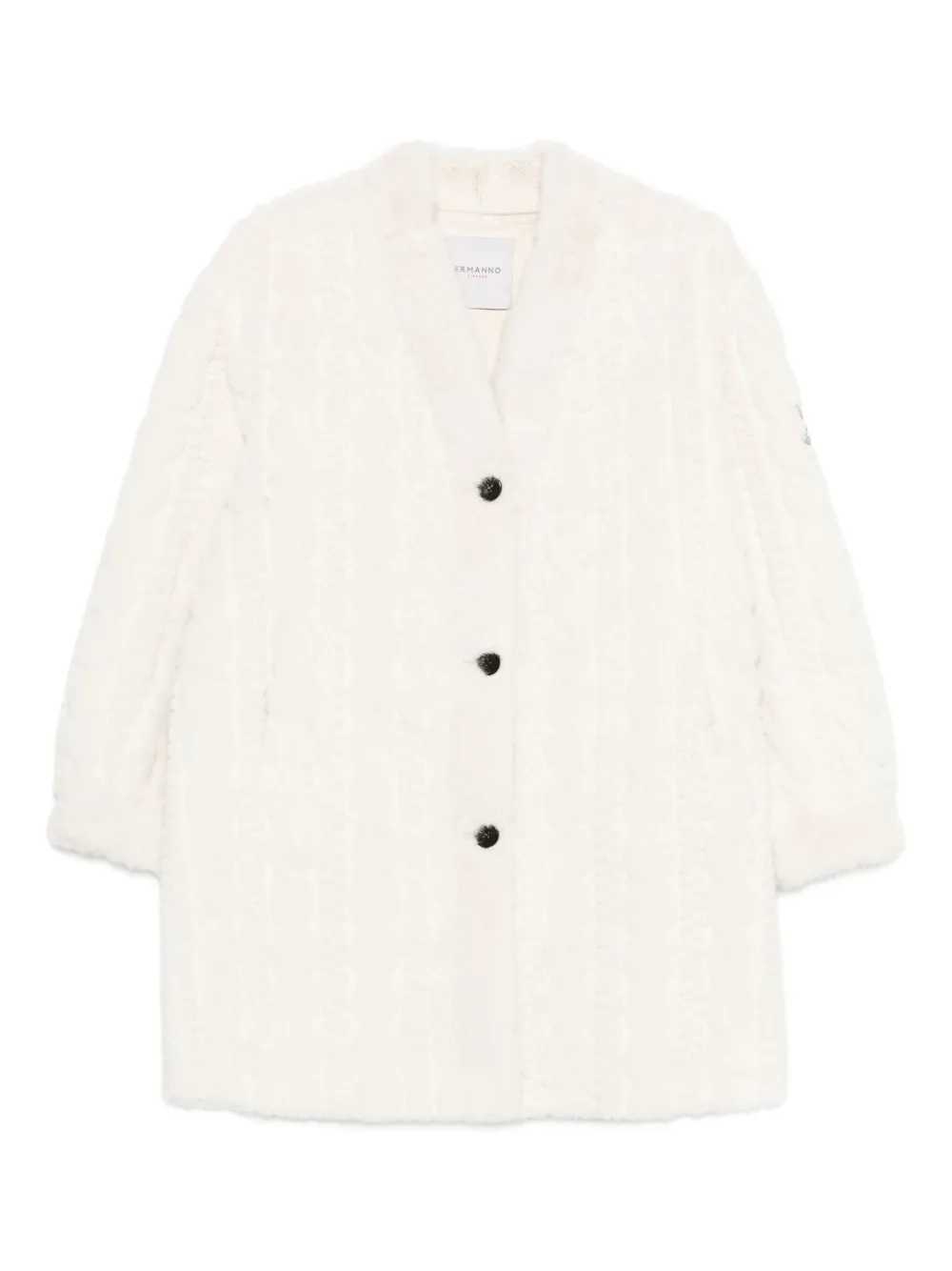 ERMANNO FIRENZE  cable-knit buttoned single breasted coat | White | Image 1