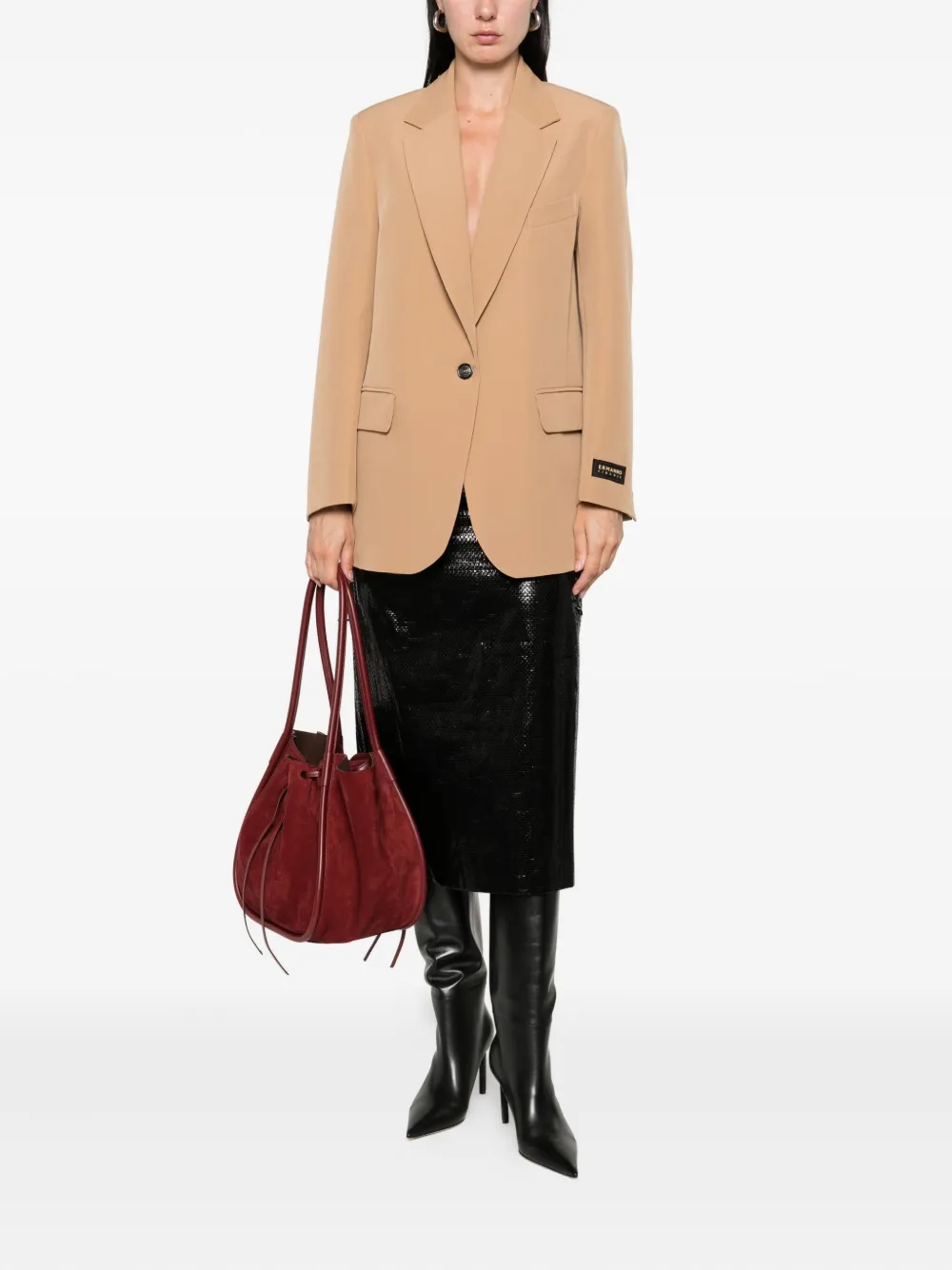 ERMANNO FIRENZE Blazer met enkele knoop en manchetdetail Beige