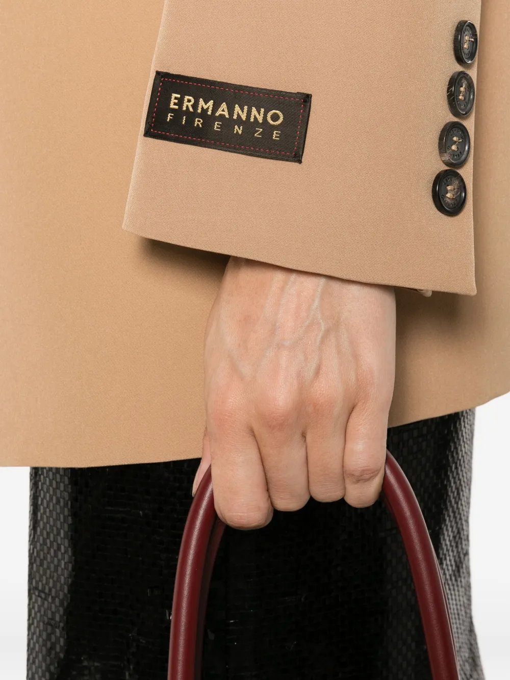 ERMANNO FIRENZE Blazer met enkele knoop en manchetdetail Beige