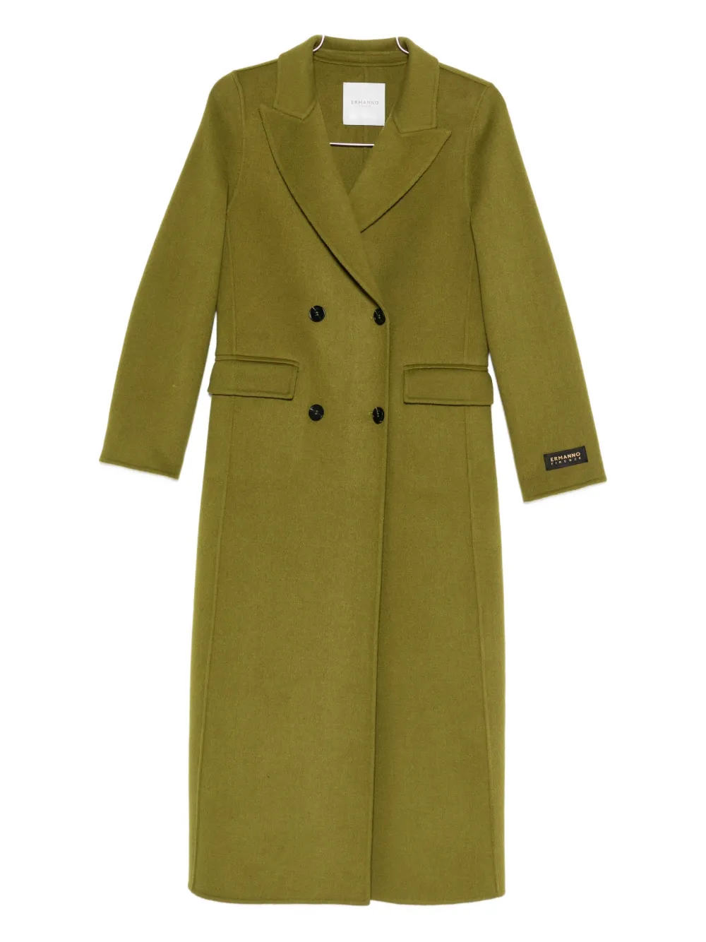 Ermanno Firenze Wool-blend Double Breasted Coat In Green