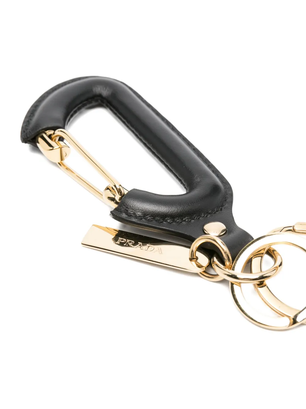 Prada leather carabiner keyring Zwart
