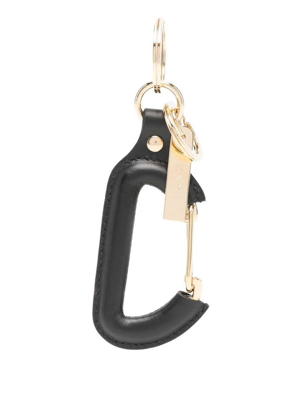 Prada leather carabiner keyring Zwart