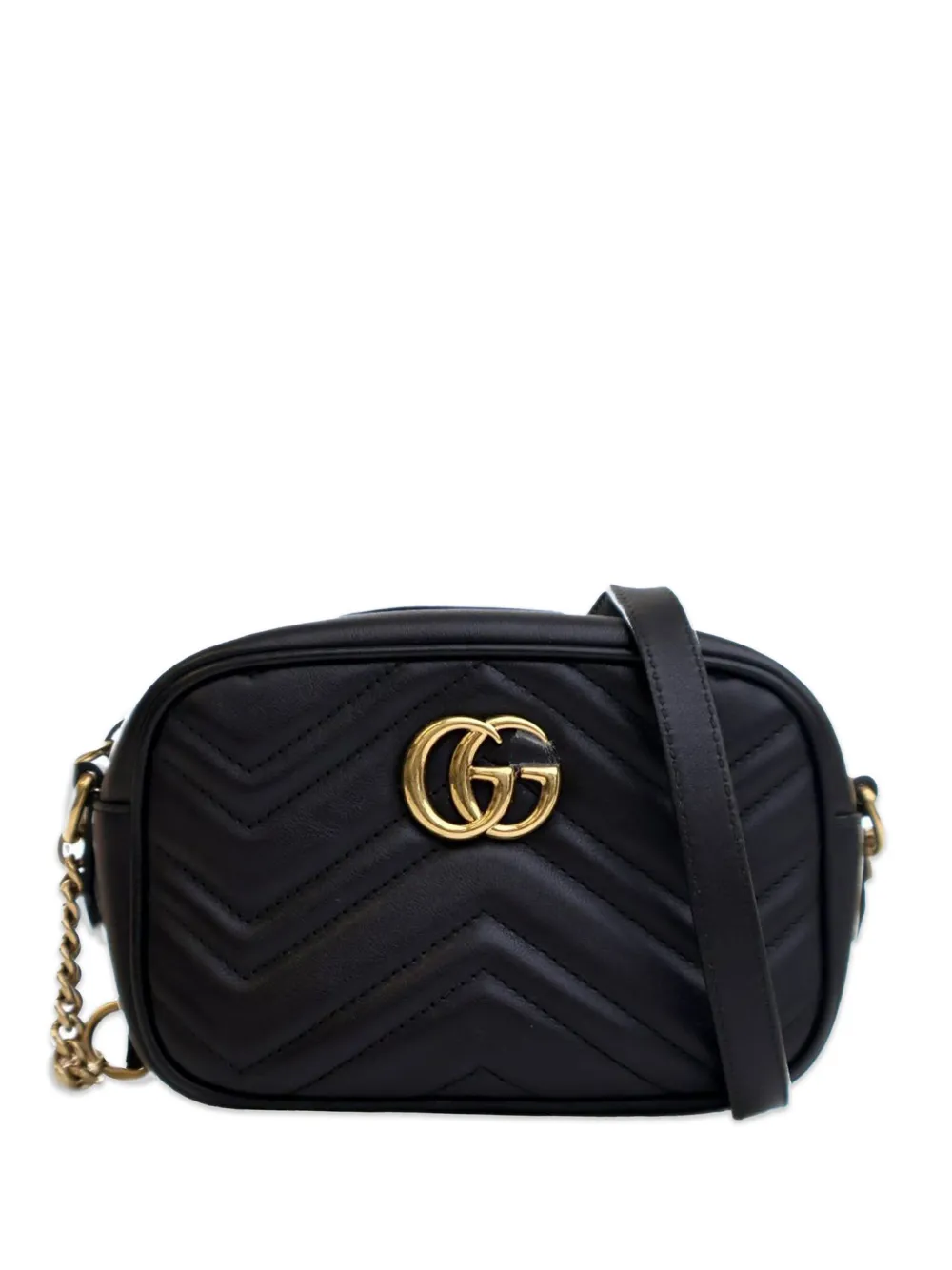 Gucci Pre-Owned 2016-2025 ミニ GGマーモント マテラッセ レザー ショルダーバッグ - ブラック Gucci Pre-Owned 2016-2025 ミニ GGマーモント マテラッセ レザー ショルダーバッグ - ブラック