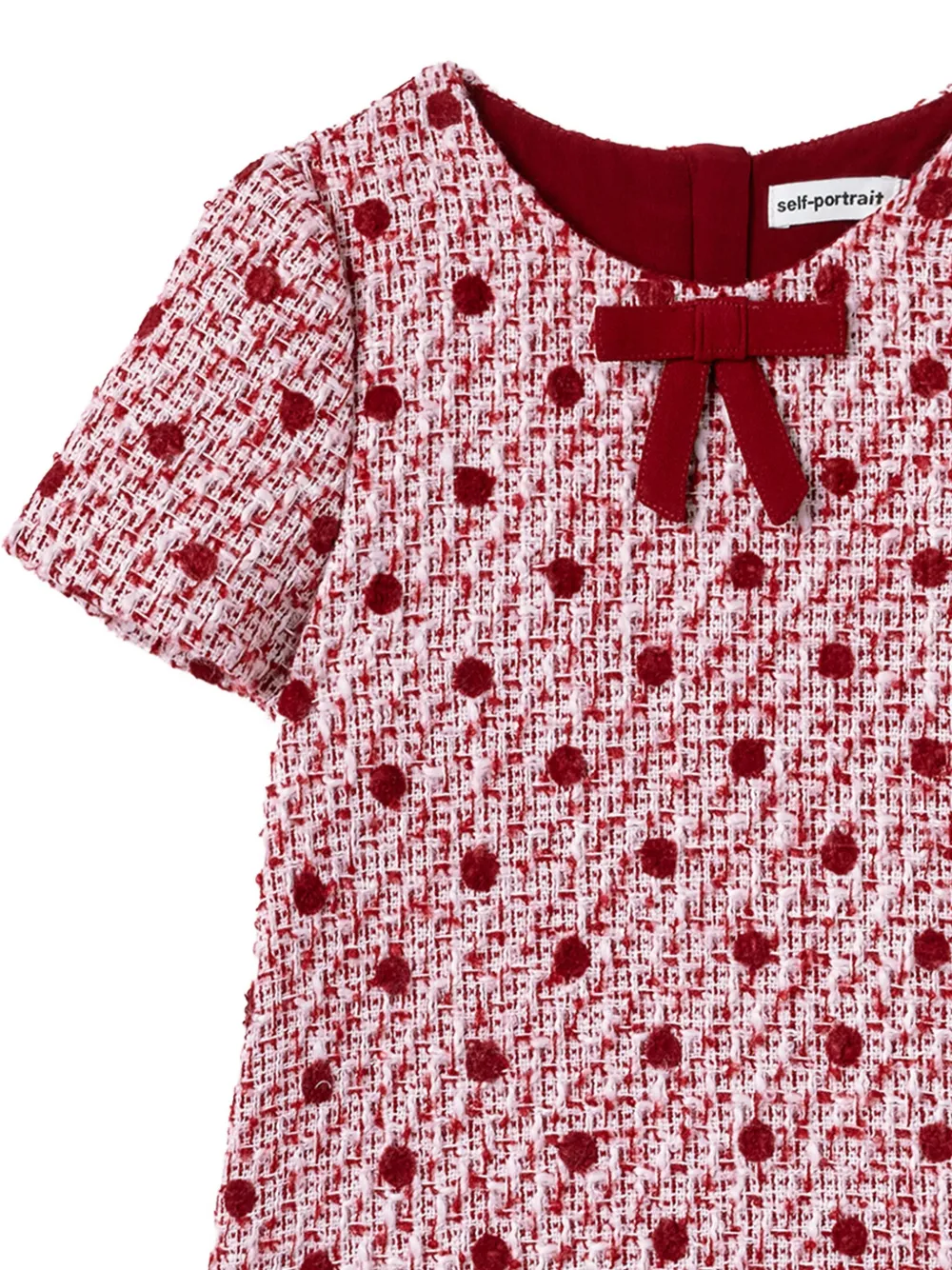 Self-Portrait Kids Tweed jurk verfraaid met strik Rood