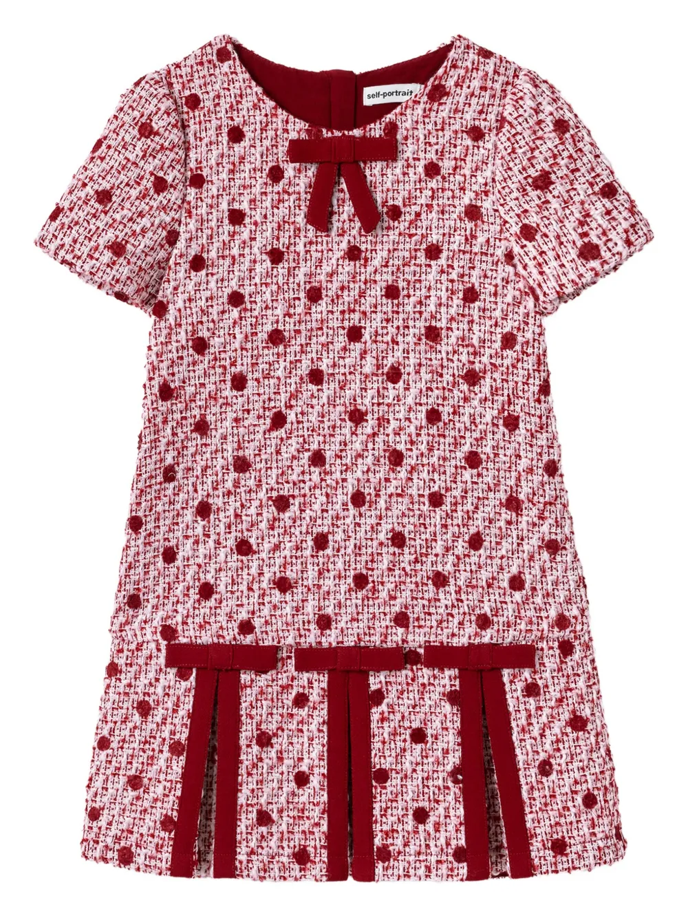 Self-Portrait Kids bow-embellished tweed dress - レッド Self-Portrait Kids bow-embellished tweed dress - レッド