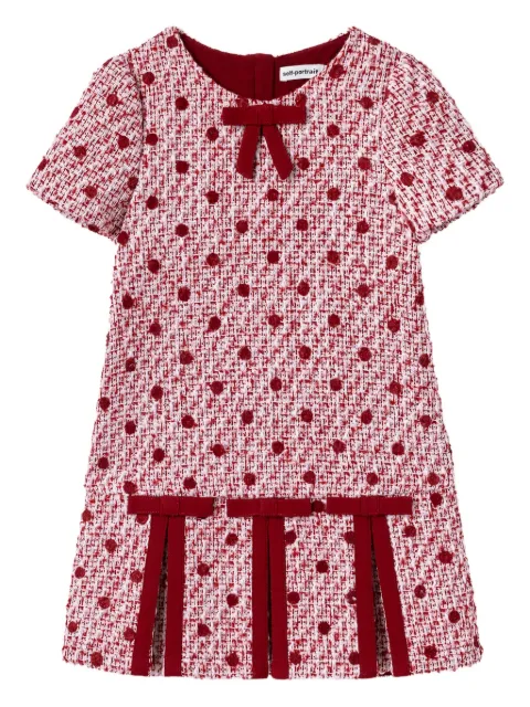 Self-Portrait Kids bow-embellished tweed dress