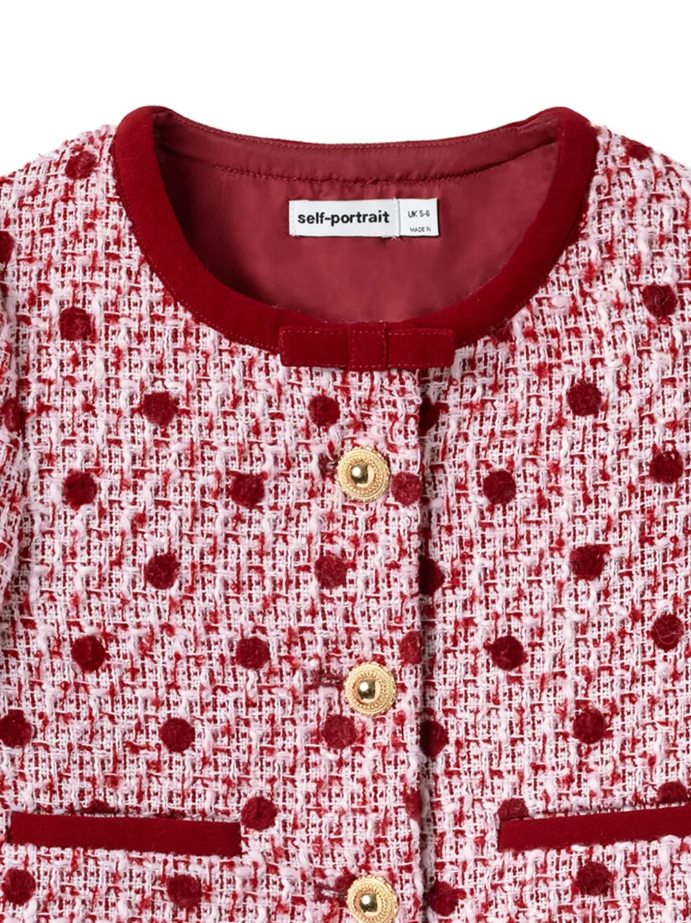 Self-Portrait Kids Tweed jack met stippen Rood