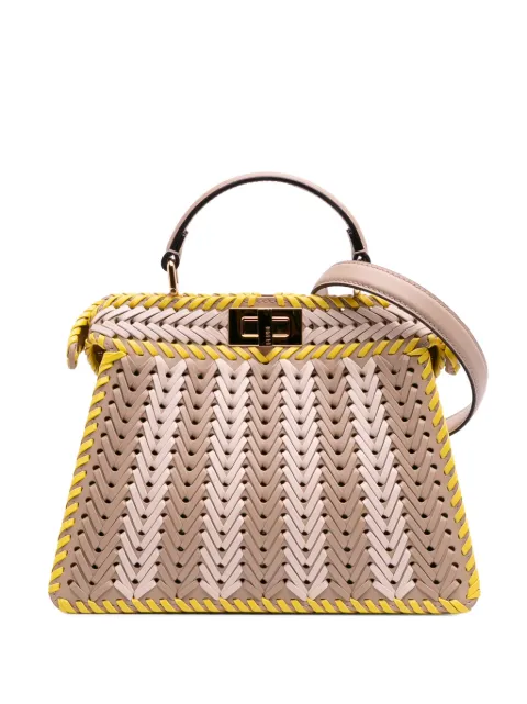 Fendi Pre-Owned 2021-2025 Small Interlaced Leather Peekaboo IseeU satchel