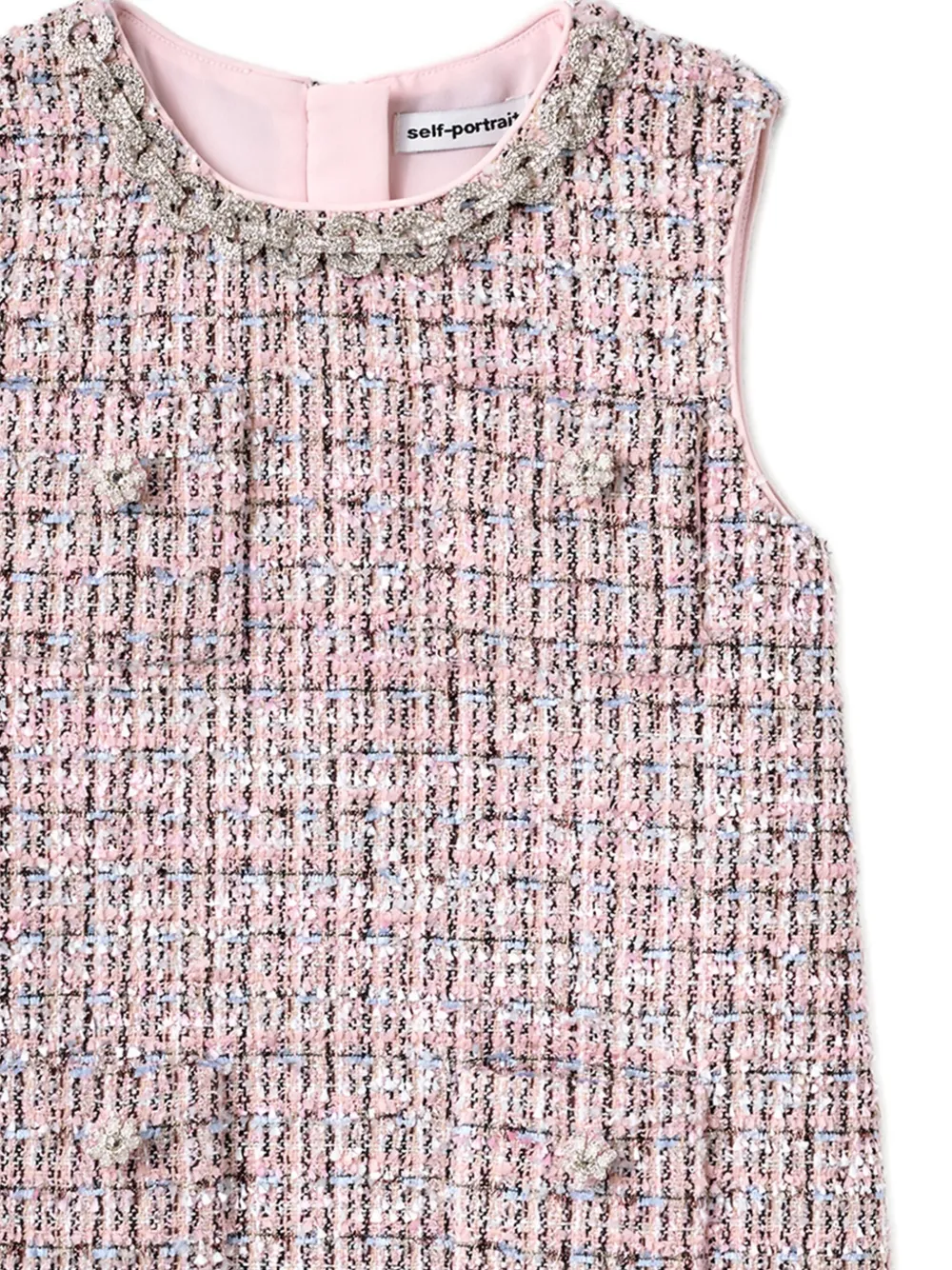 Self-Portrait Kids Verfraaide tweed jurk Roze