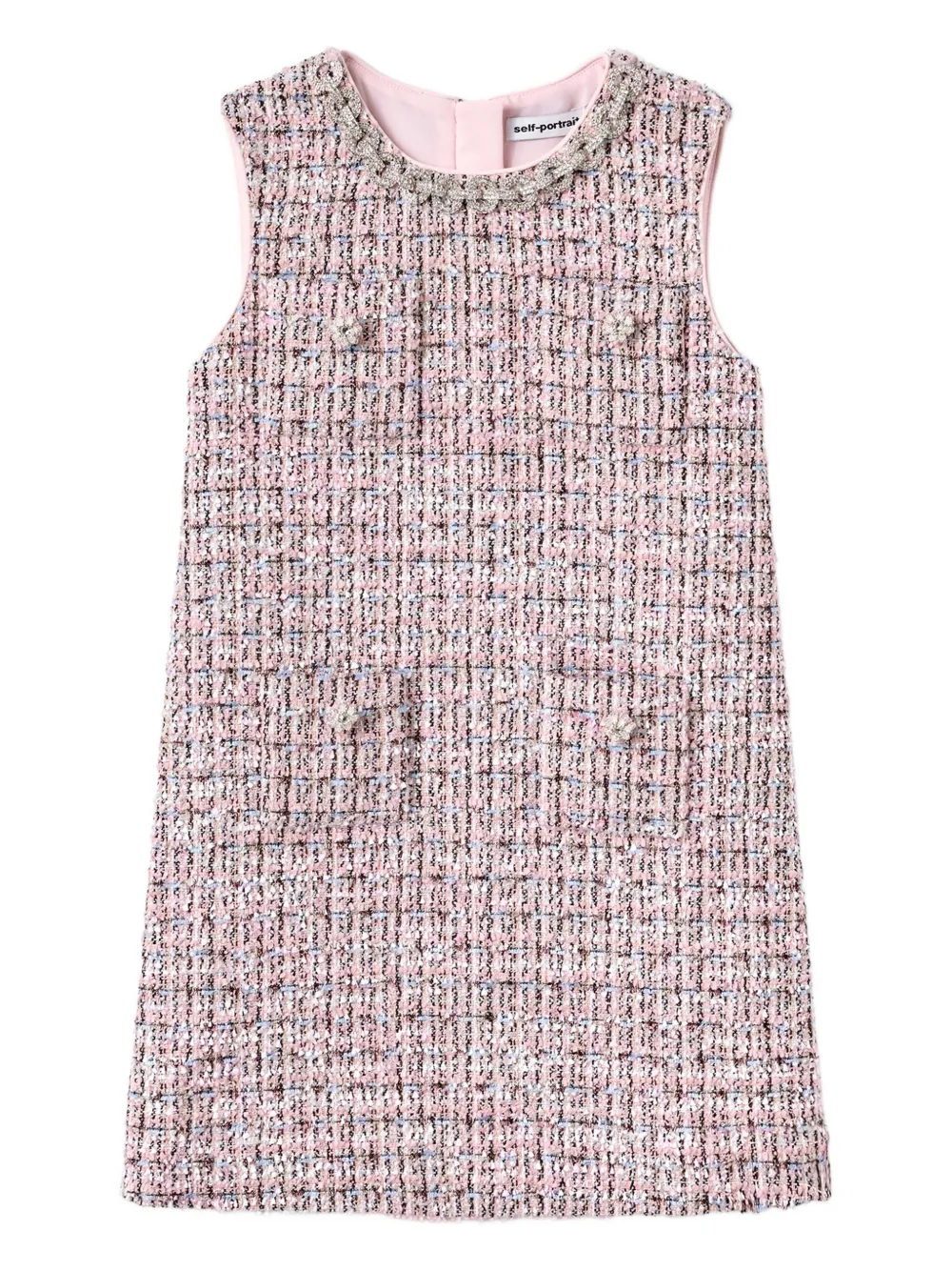 Self-Portrait Kids embellished tweed dress Roze