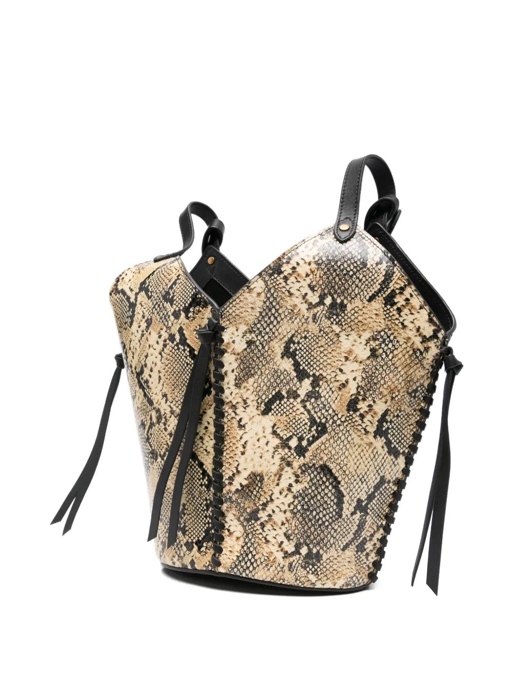 ISABEL MARANT snakeskin-print drawstring tote bag Zwart