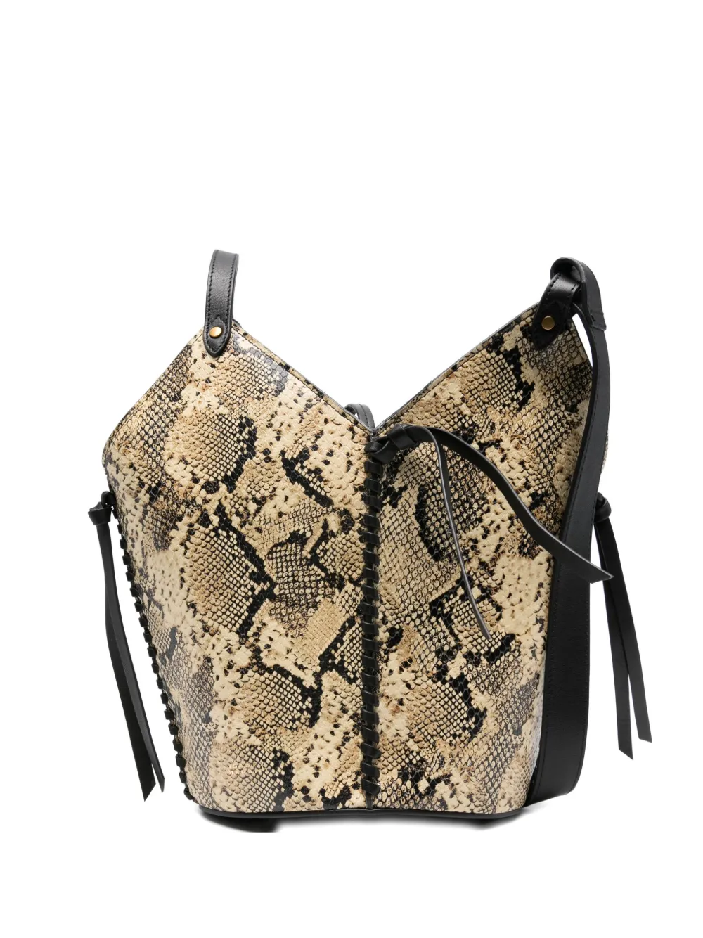 ISABEL MARANT snakeskin-print drawstring tote bag Zwart