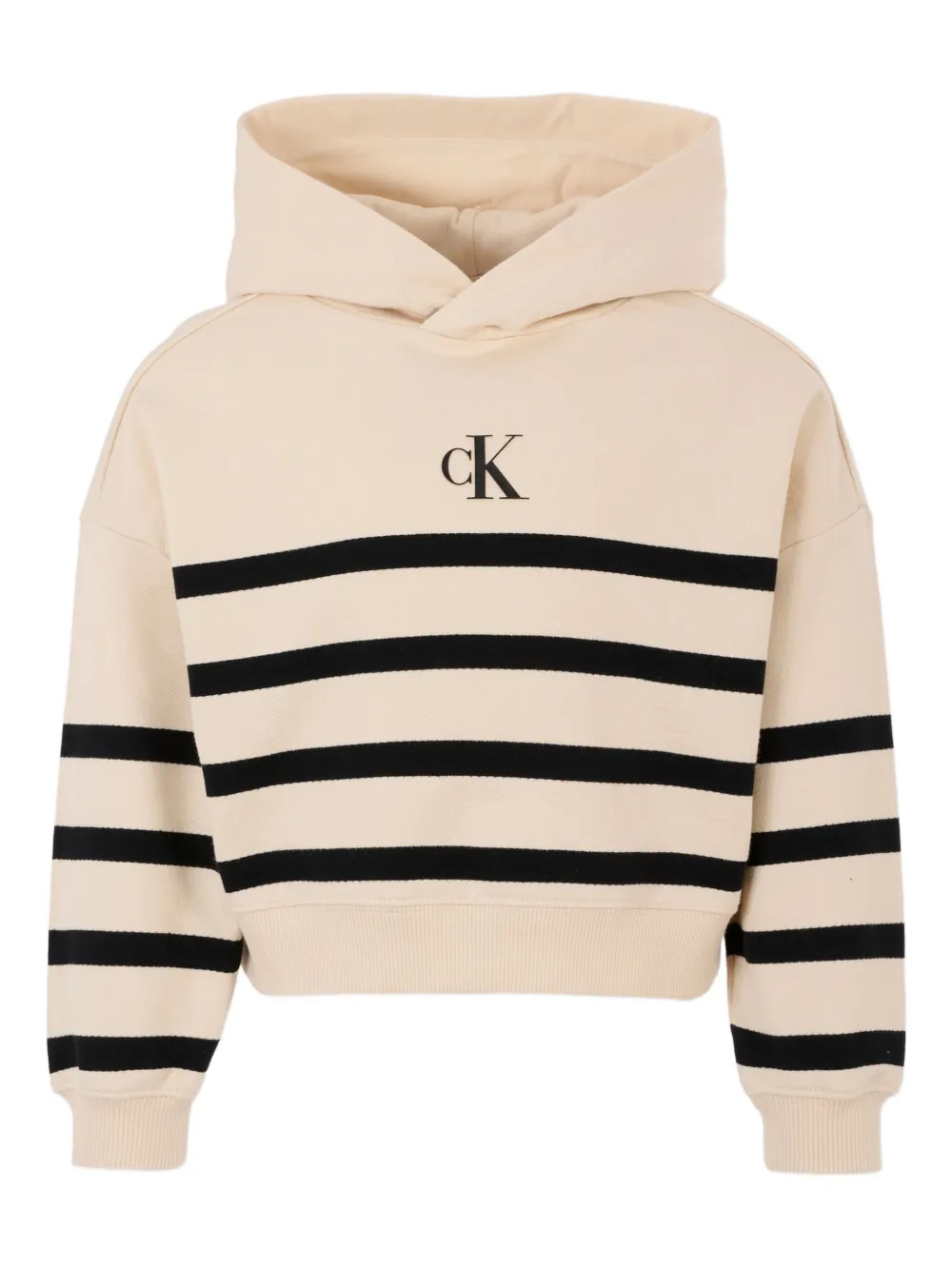 Calvin Klein Kids striped logo hoodie Beige