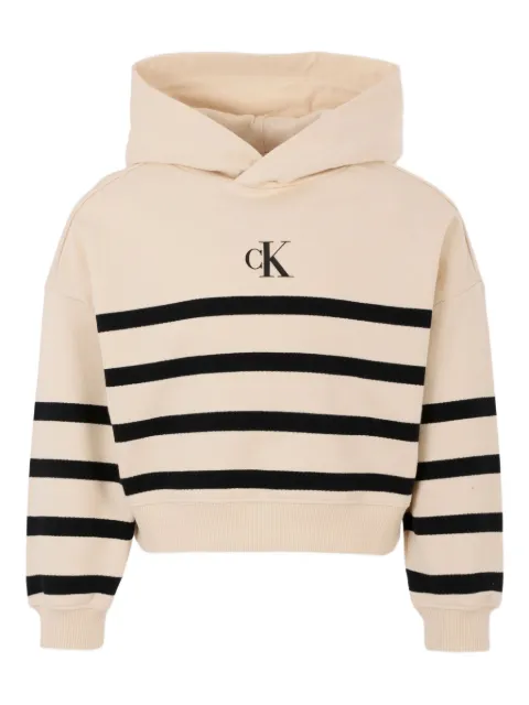 Calvin Klein Kids هودي مخطط بشعار الماركة