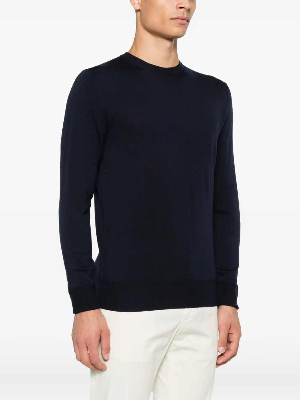 Canali Wollen trui met ronde hals Blauw
