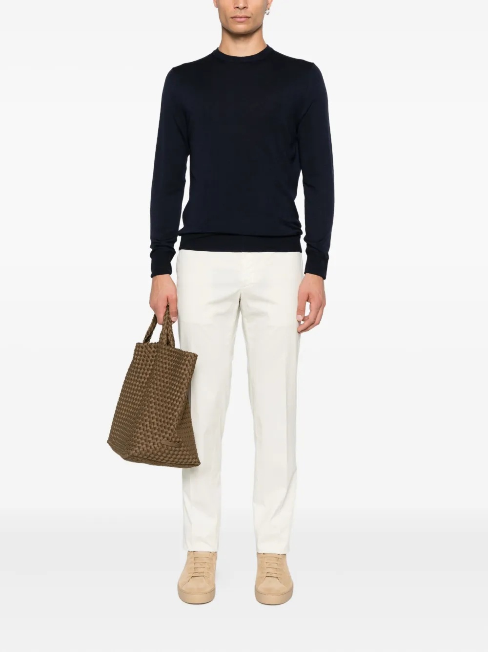 Canali Wollen trui met ronde hals Blauw
