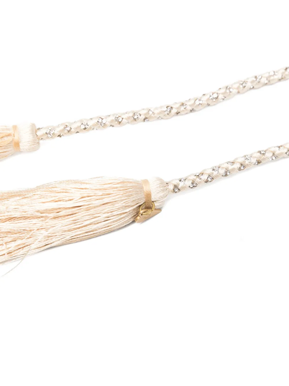 Forte braided tassel belt Beige