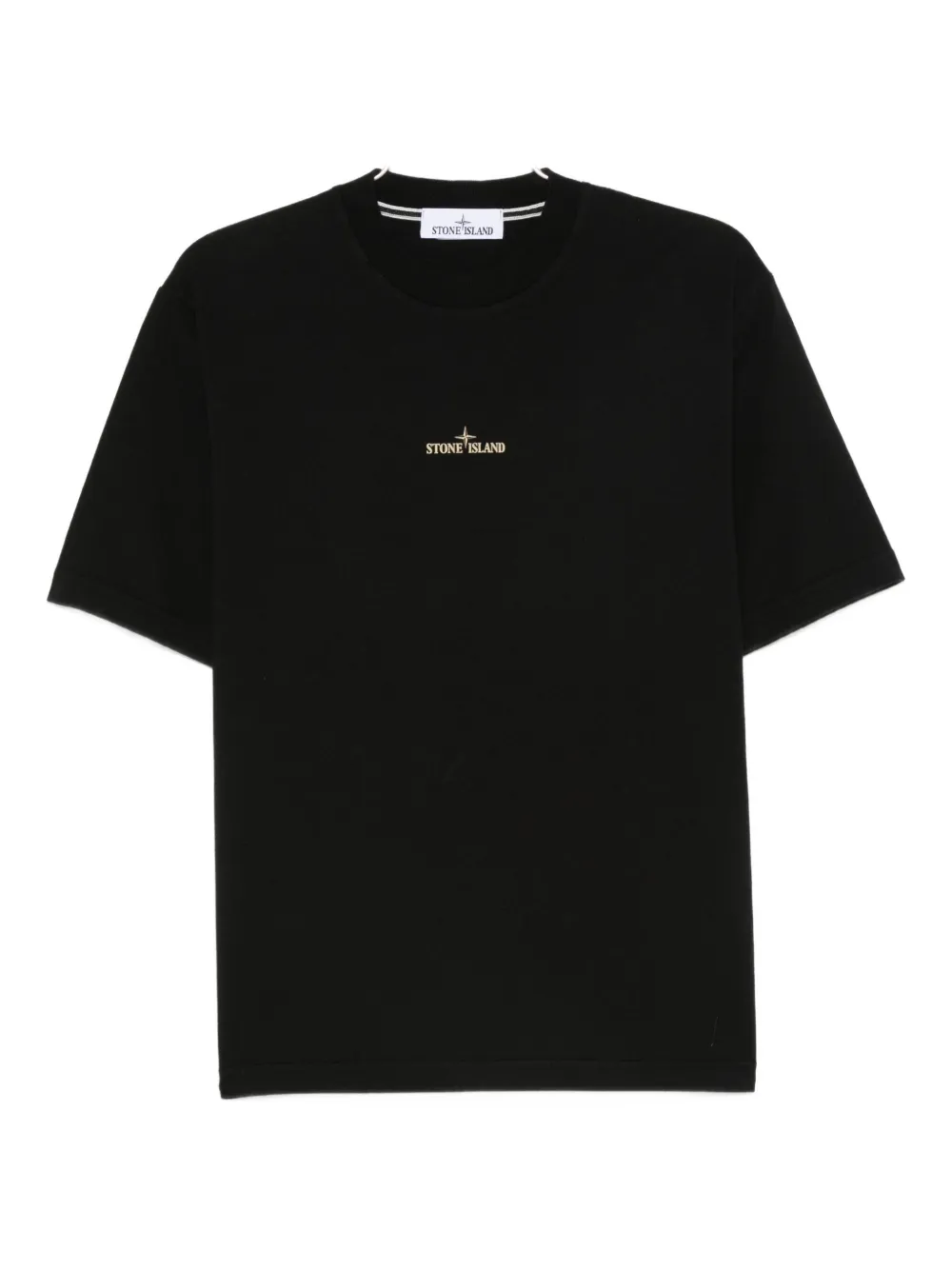 Stone Island Casual Black T-shirt With Graphic Design And Subtle Logo In Black